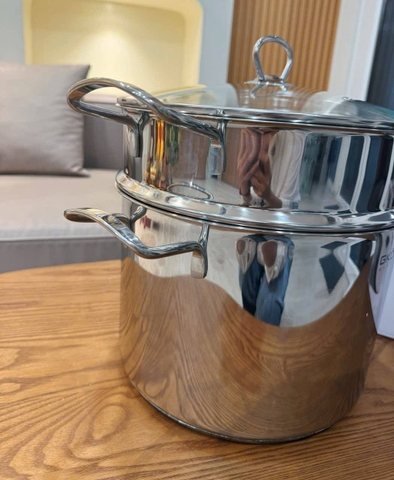 NỒI CANH KÈM XỬNG HẤP GKÖCH 12L - LUỘC GÀ NGUYÊN CON, NẤU HẤP 2 TRONG 1