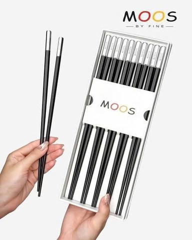 Set 10 đôi đũa chuôi bạc Moos by Fine From Germany 2026-màu đen