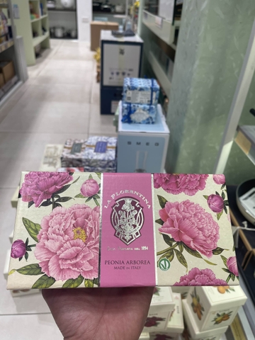 Hộp 3 bánh xà phòng hương hoa mẫu đơn Peonia Arborea La Florentina, Ý(3×150g)