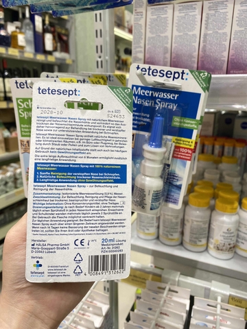 Xịt mũi Tetesept Meerwasser Nasen Spray 20ml (Xanh dương)