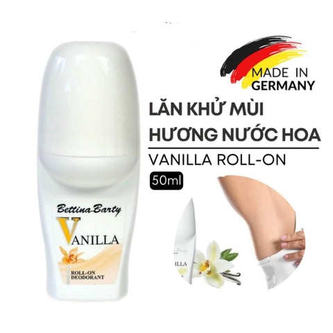 Lăn khử mùi và ngăn tiết mồ hôi Bettina Barty Vanilla Anti-Transpirant Deo Roll-On (50ml).