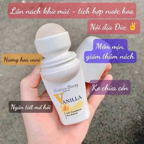 Lăn khử mùi và ngăn tiết mồ hôi Bettina Barty Vanilla Anti-Transpirant Deo Roll-On (50ml).