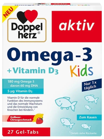 Viên nhai Doppelherz Omega 3 kid 27v