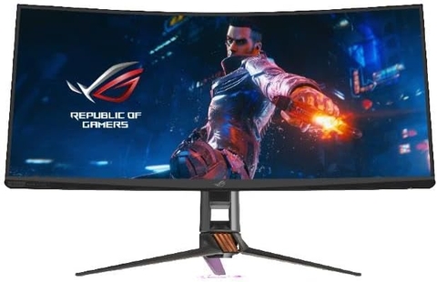 Màn hình chuyên game HDR siêu rộng ROG Swift PG35VQ – 35” 21:9 (3440 x 1440), FALD 512 vùng chiếu sáng, Độ sáng đỉnh 1000nit, Có thể ép xung 200Hz, 2ms, G-SYNC Ultimate, DisplayHDR1000 ™, Quantum-dot, Điều khiển quạt thông minh, Aura Sync, Bộ khuếch đại Hi-fi-grade ESS