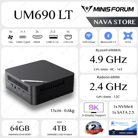 [Like new] Mini PC Minisforum UM690 AMD R9 6900HX Radeon 680M USB4 Máy tính Ryzen 9 WT ME SE LITE 690 Nucbox