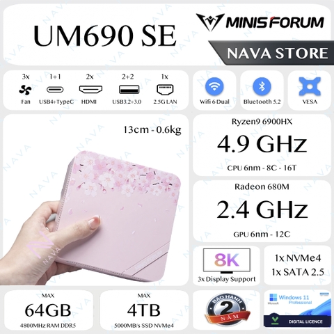 [Like new] Mini PC Minisforum UM690 AMD R9 6900HX Radeon 680M USB4 Máy tính Ryzen 9 WT ME SE LITE 690 Nucbox