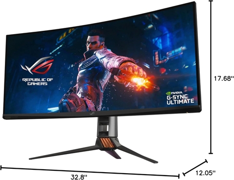 Màn hình chuyên game HDR siêu rộng ROG Swift PG35VQ – 35” 21:9 (3440 x 1440), FALD 512 vùng chiếu sáng, Độ sáng đỉnh 1000nit, Có thể ép xung 200Hz, 2ms, G-SYNC Ultimate, DisplayHDR1000 ™, Quantum-dot, Điều khiển quạt thông minh, Aura Sync, Bộ khuếch đại Hi-fi-grade ESS