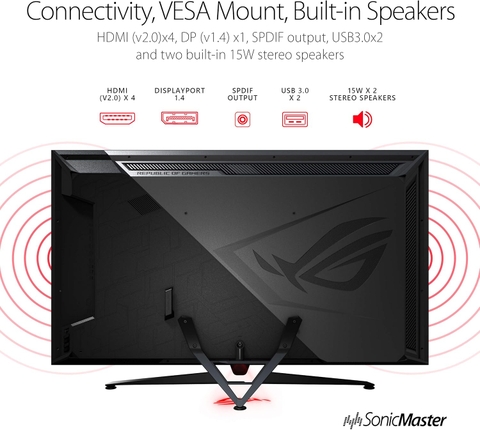 Màn hình Gaming ASUS ROG Swift PG65UQ 65” HDR 144Hz 4K (3840 x 2160) G-Sync Ultimate, Bảo vệ mắt (Eye Care), DisplayPort HDMI USB, Đồng bộ Aura Sync, HDR10 DisplayHDR 1000 UHD Premium.