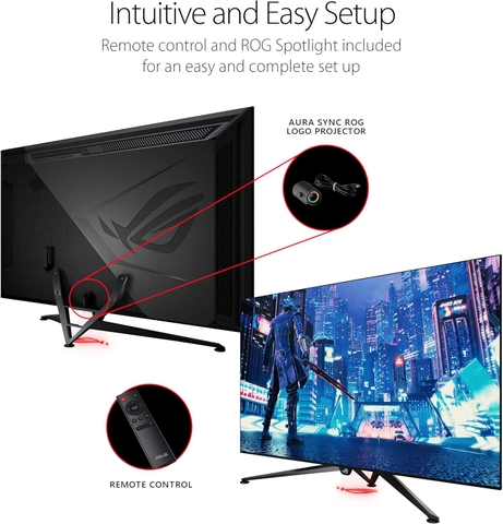 Màn hình Gaming ASUS ROG Swift PG65UQ 65” HDR 144Hz 4K (3840 x 2160) G-Sync Ultimate, Bảo vệ mắt (Eye Care), DisplayPort HDMI USB, Đồng bộ Aura Sync, HDR10 DisplayHDR 1000 UHD Premium.