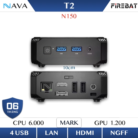 Firebat T2 Mini PC N150 (3.6GHz) Intel, 4K UHD, DDR4 RAM M.2 SSD PCIe, Intel Twin Lake N150