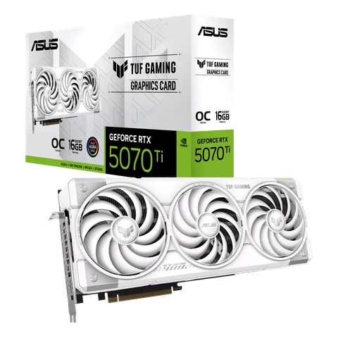 ASUS TUF Gaming GeForce RTX™ 5070 Ti 16GB White OC Edition TUF-RTX5070TI-O16G-WHITE-GAMING: Sắc Trắng Tinh Tế, Bền Bỉ Chuẩn Quân Sự