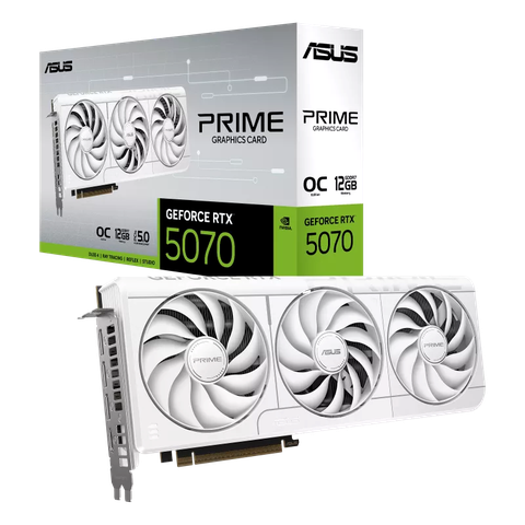 ASUS Prime GeForce RTX™ 5070 12GB GDDR7 OC Edition White: Sắc trắng tinh tế, Hiệu năng chuẩn mực