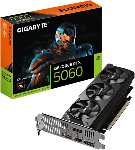 GIGABYTE GeForce RTX 5060 OC Low Profile 8G, 8GB 128-bit GDDR7, PCIe 5.0, hỗ trợ xuất 4 màn, GV-N5060OC-8GL