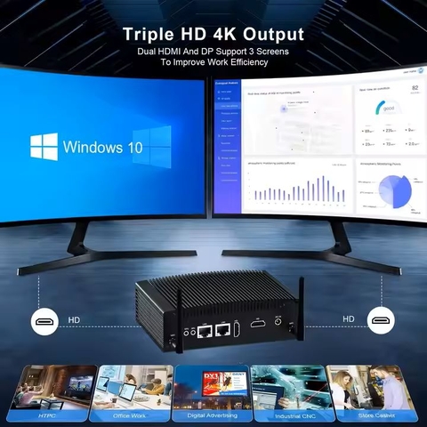 HYSTOU i5-8350U – Mini PC công nghiệp không quạt hiệu năng cao, điều khiển PLC, hệ thống tự động hóa, hệ thống nhúng