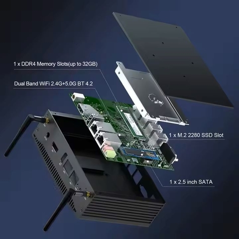 HYSTOU i5-8350U – Mini PC công nghiệp không quạt hiệu năng cao, điều khiển PLC, hệ thống tự động hóa, hệ thống nhúng