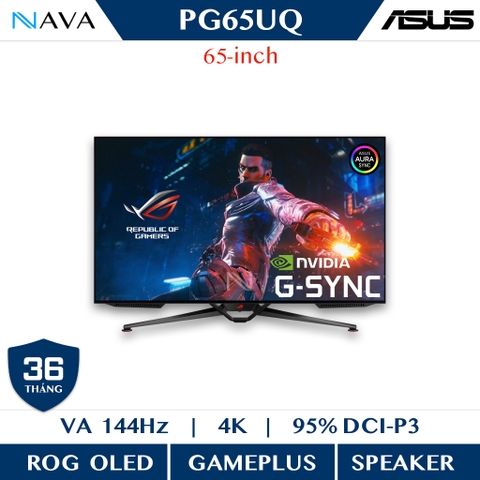 Màn hình Gaming ASUS ROG Swift PG65UQ 65” HDR 144Hz 4K (3840 x 2160) G-Sync Ultimate, Bảo vệ mắt (Eye Care), DisplayPort HDMI USB, Đồng bộ Aura Sync, HDR10 DisplayHDR 1000 UHD Premium.