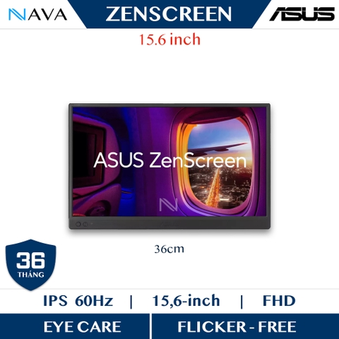 Màn hình di động ASUS ZenScreen MB169CK - 15.6inch, Full HD, IPS, hai cổng USB Type-C, Khử nhấp nháy, Bộ lọc ánh sáng xanh, Bề mặt chống chói, Chân đế 360°