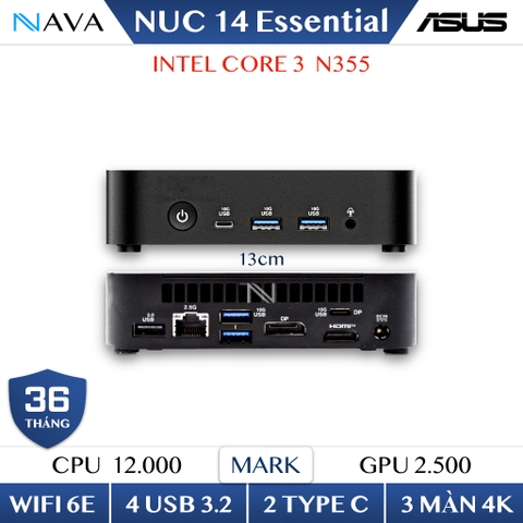 ASUS NUC 14 Essential Intel N355 8C/8T Mini PC siêu bền, siêu mạnh cho công việc và giải trí