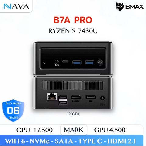 Mini PC BMAX B7 A Pro R5 7430U 2x DDR4 3200 1x M.2   Sức mạnh công nghệ trong thiết kế nhỏ gọn