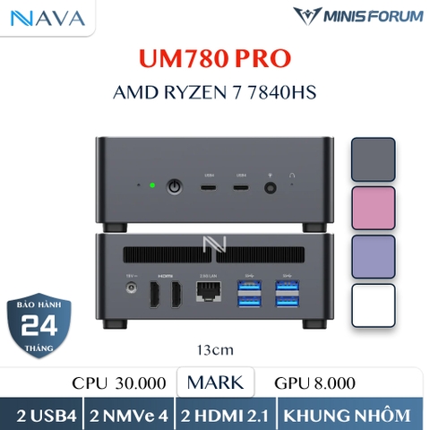 [2nd Đẹp] Minisforum UM780 PRO Mini PC Gaming AMD Ryzen 7 7840HS Radeon 780M Máy tính 780 R7 NAVA