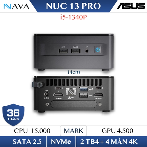 Mini PC ASUS NUC 13 Pro RNUC13ANHI500001I ( Core i5-1340P | DDR4 3200 | Iris Xe | NVMe PCIe4.0 | Wi-Fi+Bluetooth)
