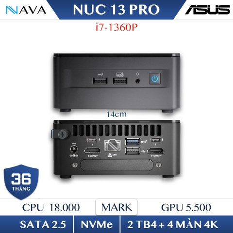 Mini PC ASUS NUC 13 Pro RNUC13ANHi70000 ( Core i7-1360P | DDR4 3200 | Iris Xe | NVMe PCIe4.0 | Wi-Fi+Bluetooth)
