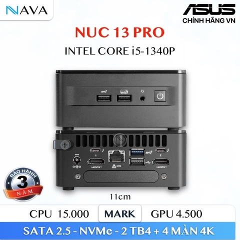 Mini PC ASUS NUC 13 Pro RNUC13ANHI500001I ( Core i5-1340P | DDR4 3200 | Iris Xe | NVMe PCIe4.0 | Wi-Fi+Bluetooth)