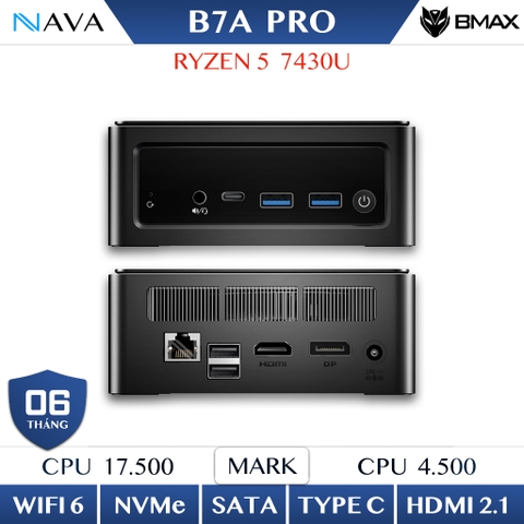 Mini PC BMAX B7A Pro R5 7430U 2x DDR4 3200 1x M.2 Sức mạnh công nghệ trong thiết kế nhỏ gọn