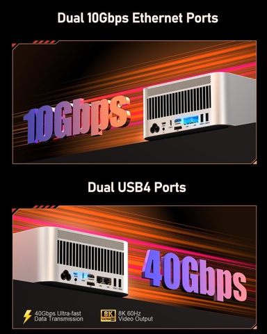 Mini PC Beelink GTR9 Pro AI MAX+ 395 RAM LPDDR5X 8000Mhz Radeon 8060s AI lên đến 126 TOPS