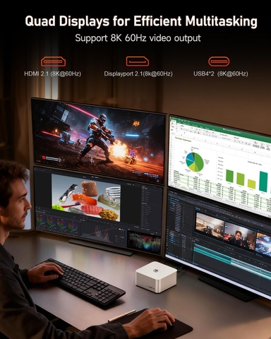 Mini PC Beelink GTR9 Pro AI MAX+ 395 RAM LPDDR5X 8000Mhz Radeon 8060s AI lên đến 126 TOPS