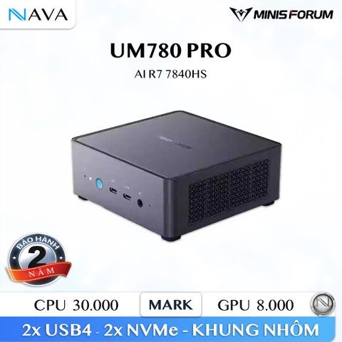 Minisforum UM780 PRO Mini PC Gaming AMD Ryzen 7 7840HS Radeon 780M Máy tính 780 R7 NAVA