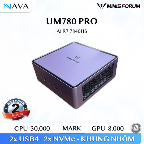 Minisforum UM780 PRO Mini PC Gaming AMD Ryzen 7 7840HS Radeon 780M Máy tính 780 R7 NAVA