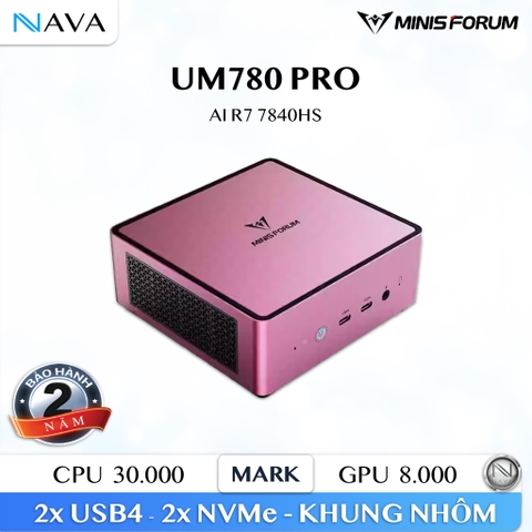 Minisforum UM780 PRO Mini PC Gaming AMD Ryzen 7 7840HS Radeon 780M Máy tính 780 R7 NAVA