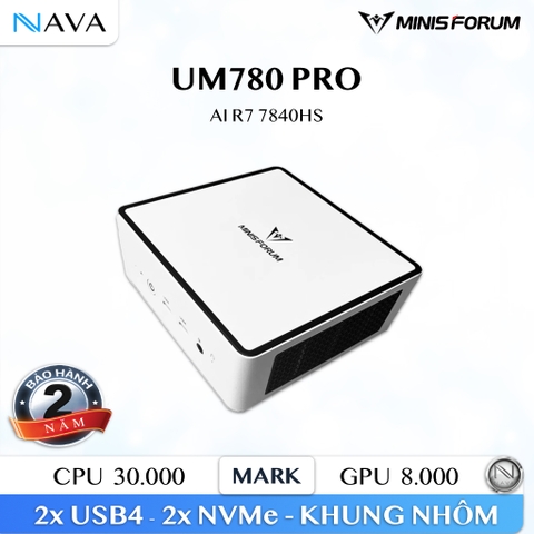 Minisforum UM780 PRO Mini PC Gaming AMD Ryzen 7 7840HS Radeon 780M Máy tính 780 R7 NAVA