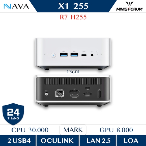 Minisforum X1-255  AMD Ryzen™ 7 255  Sức mạnh thu nhỏ hỗ trợ USB4, Oculink