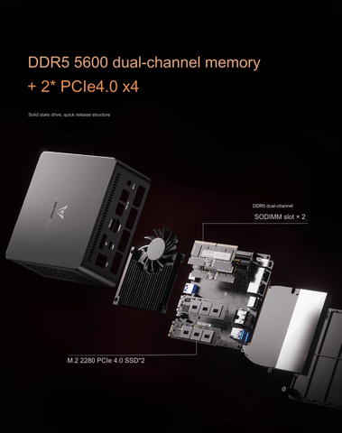 Minisforum UM880 PRO Mini PC Gaming AMD Ryzen 8845HS Radeon 780M RDNA3 Máy tính R7 8000 Seri