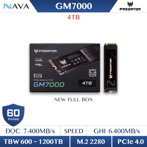 Ổ cứng SSD Acer Predator GM7000 PCIe Gen4 x4 NVMe M.2 GM7000 Bảo Hành 5 Năm Chính Hãng VN