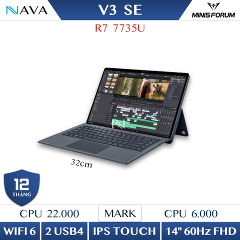 Tablet Minisforum V3 SE AMD Ryzen 7 7735U Máy Tính Bảng Windows 3 Trong 1