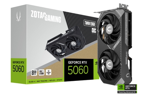 Card đồ họa ZOTAC GAMING GeForce RTX 5060 Twin Edge OC 8GB ZT-B50600H-10M