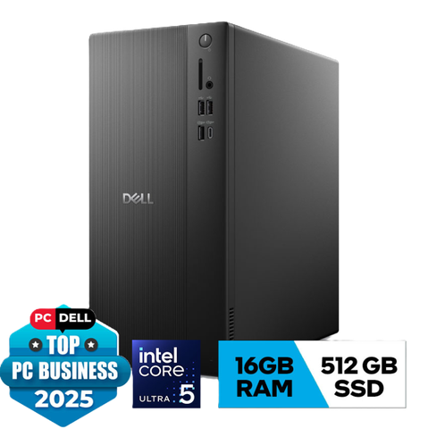 PC Dell Tower ECT1250 (Ultra 5-225 1*16GB RAM DDR5/512GB SSD/WL+BT/K+M/180W PSU/Win11) (DT-U5-16-512G)