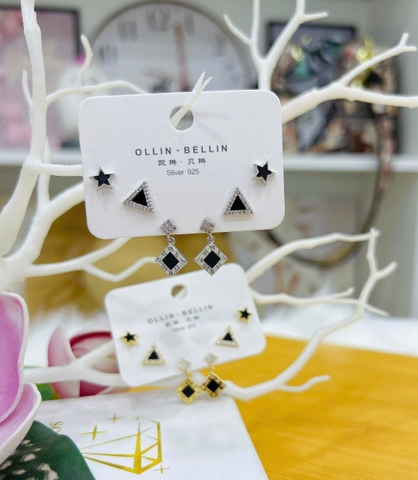 Bông tai Bạc - TM026 - 3 cặp bông tai thời trang