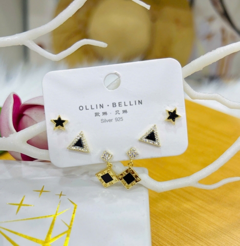 Bông tai Bạc - TM026 - 3 cặp bông tai thời trang