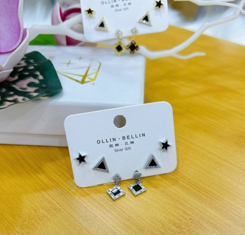 Bông tai Bạc - TM026 - 3 cặp bông tai thời trang