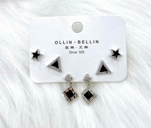 Bông tai Bạc - TM026 - 3 cặp bông tai thời trang