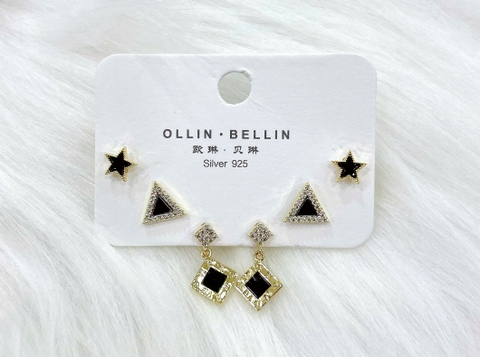 Bông tai Bạc - TM026 - 3 cặp bông tai thời trang