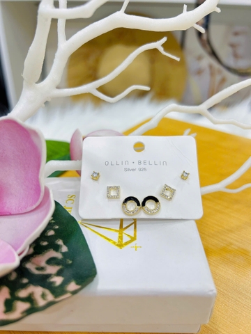 Bông tai Bạc - TM028 - 3 cặp bông tai thời trang