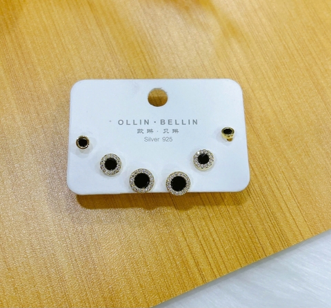 Bông tai Bạc - TM025 - 3 cặp bông tai tròn đính đá