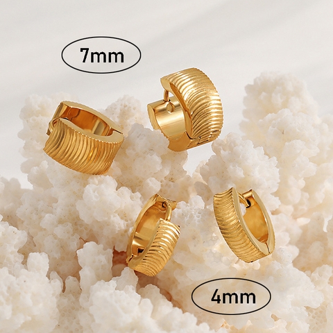 Bông tai Titan - TB005 - Khoen tròn khắc máy 7mm