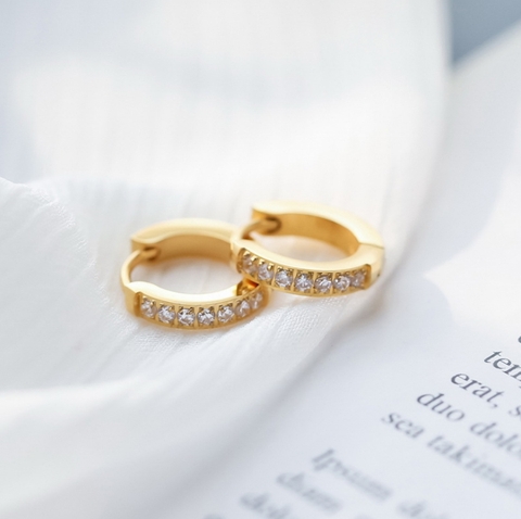 Bông tai Titan - TB127 - khoen tròn đính đá tinh xảo