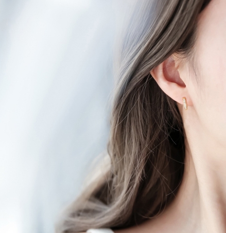 Bông tai Titan - TB127 - khoen tròn đính đá tinh xảo